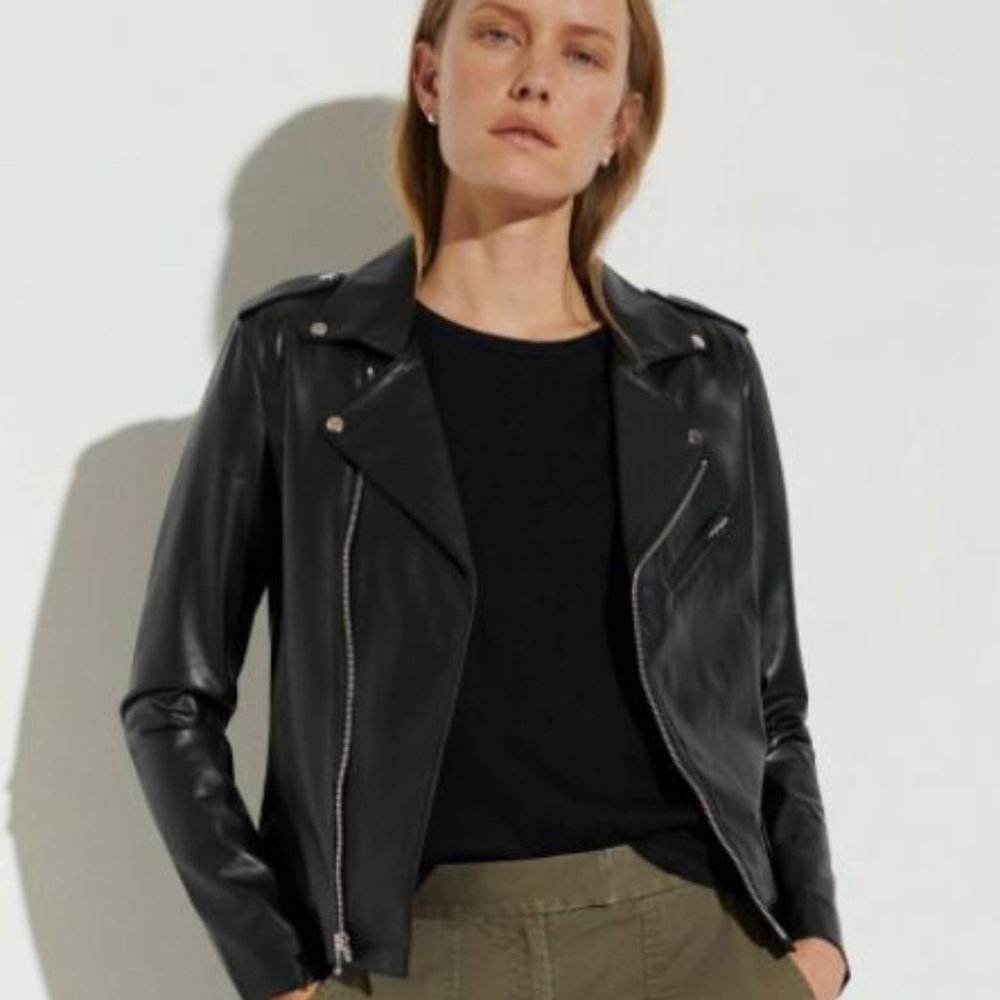R | Label - Vegan Leather Moto Black Size M